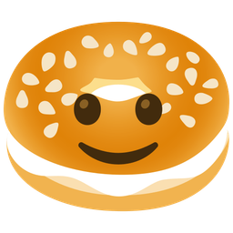 slightly smiling face and bagel