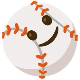 slightly smiling face and baseball