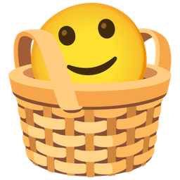 slightly smiling face and basket