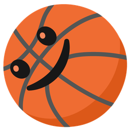 slightly smiling face and basketball