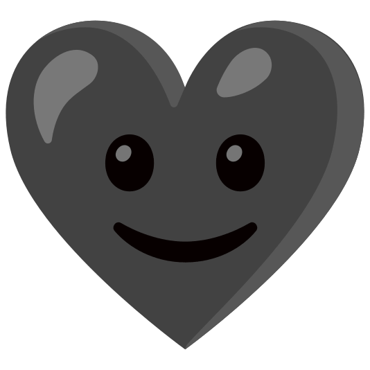 Slightly smiling face and Black heart