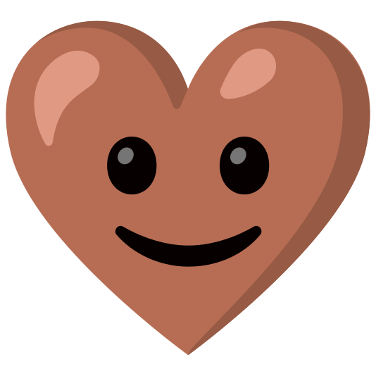 Slightly smiling face and Brown heart