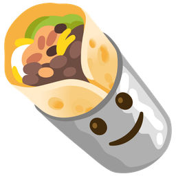 slightly smiling face and burrito