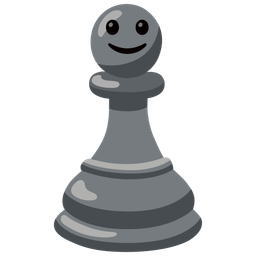 slightly smiling face and chess pawn