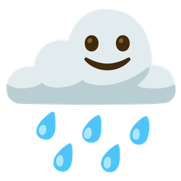 slightly smiling face and cloud with rain
