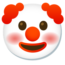 slightly smiling face and clown face