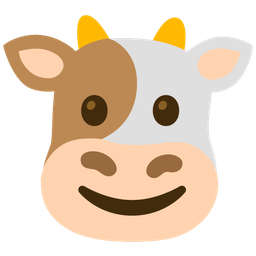 slightly smiling face and cow face