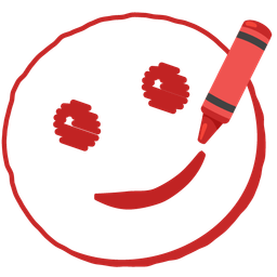 slightly smiling face and crayon