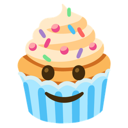 slightly smiling face and cupcake