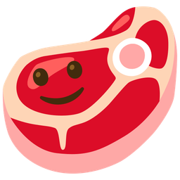 slightly smiling face and cut of meat