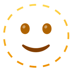 slightly smiling face and dotted line face