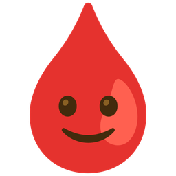 slightly smiling face and drop of blood