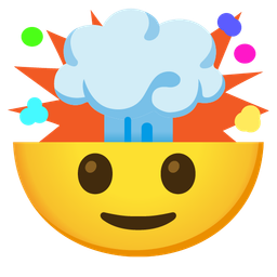 slightly smiling face and exploding head