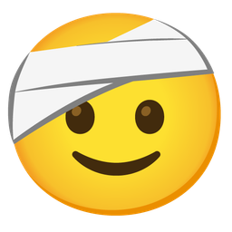 slightly smiling face and face with head-bandage