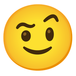 slightly smiling face and face with raised eyebrow