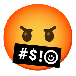 slightly smiling face and face with symbols on mouth