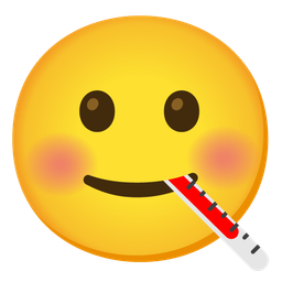 slightly smiling face and face with thermometer
