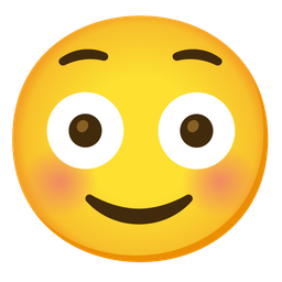 slightly smiling face and flushed face