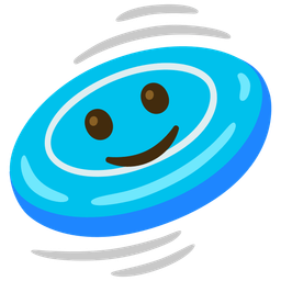 slightly smiling face and flying disc