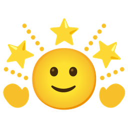slightly smiling face and glowing star
