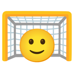 slightly smiling face and goal net