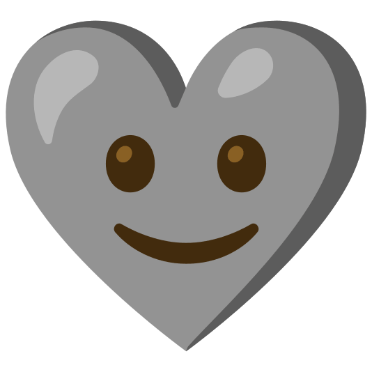 Slightly smiling face and Grey heart