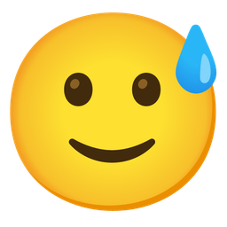 Slightly smiling face and Grinning face with sweat