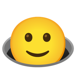 slightly smiling face and hole