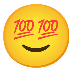 slightly smiling face and hundred points