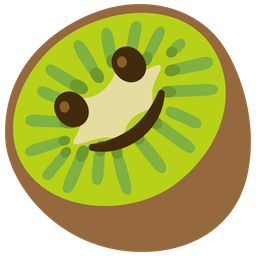 slightly smiling face and kiwi fruit