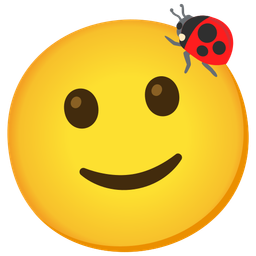 slightly smiling face and lady beetle