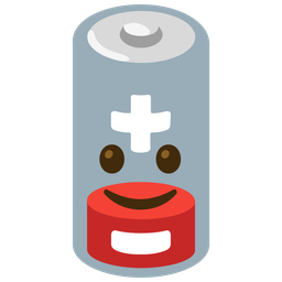 slightly smiling face and low battery