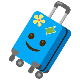 slightly smiling face and luggage
