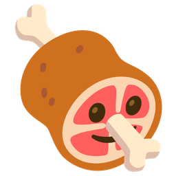 slightly smiling face and meat on bone