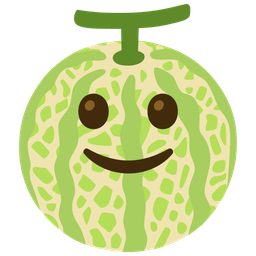 slightly smiling face and melon