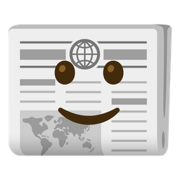 slightly smiling face and newspaper