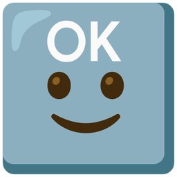 slightly smiling face and OK button