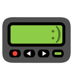 slightly smiling face and pager