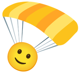 slightly smiling face and parachute