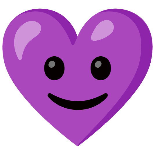 Slightly smiling face and Purple heart