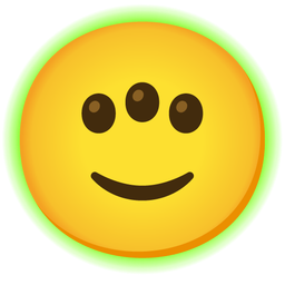 slightly smiling face and radioactive