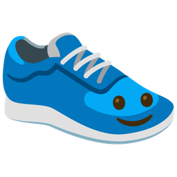 slightly smiling face and running shoe