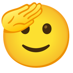 slightly smiling face and saluting face