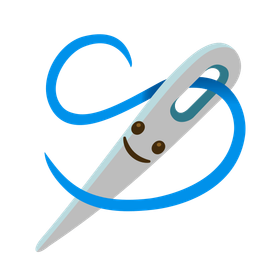 slightly smiling face and sewing needle