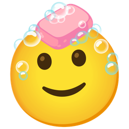 slightly smiling face and soap