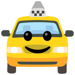 slightly smiling face and taxi