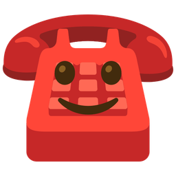 slightly smiling face and telephone