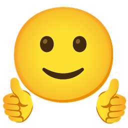 slightly smiling face and thumbs up