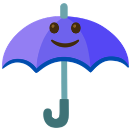 slightly smiling face and umbrella
