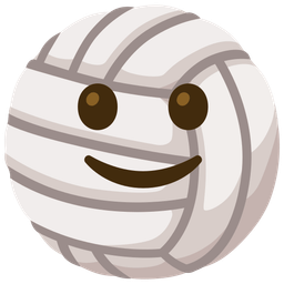 slightly smiling face and volleyball